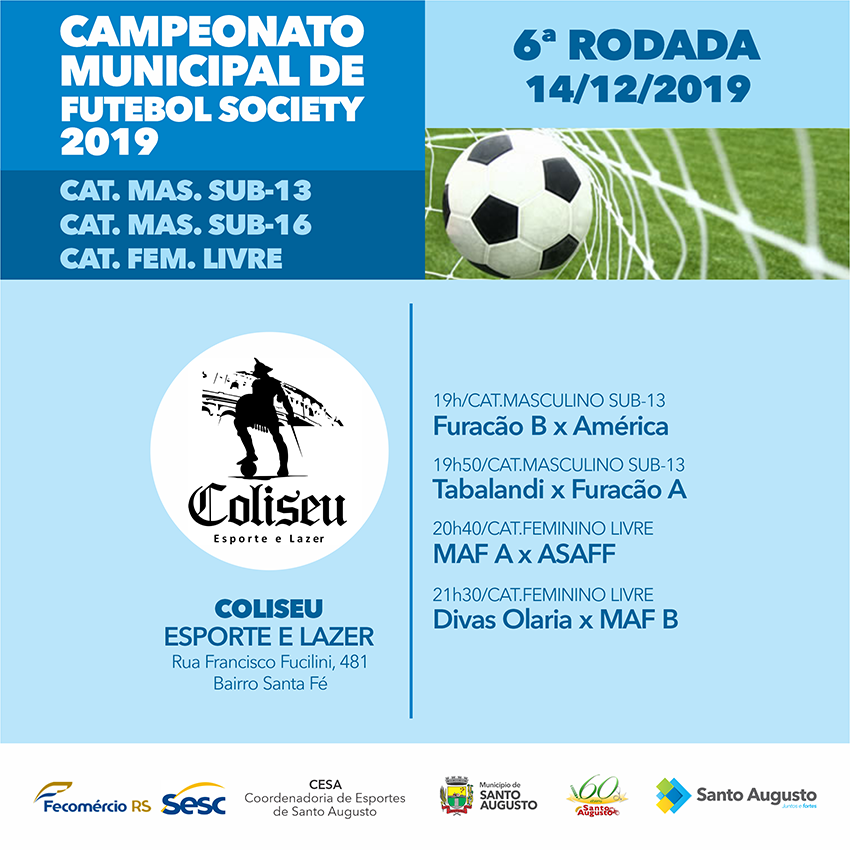 Nesta sexta (15) tem 2ª rodada do Campeonato de Futebol Society