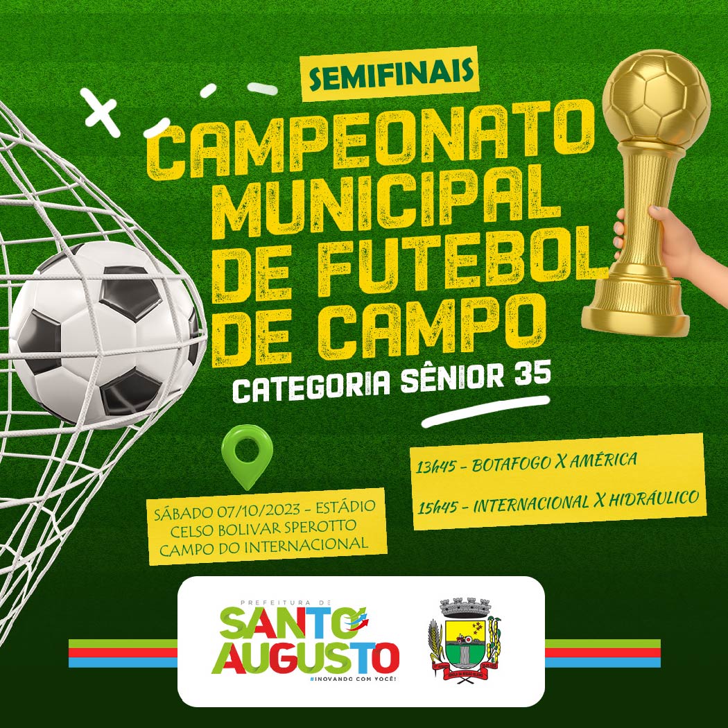 CONFIRA OS JOGOS DA 2ª RODADA DO CAMPEONATO DE ⚽️ FUTEBOL DE CAMPO  CATEGORIA 43 ANOS – Prefeitura Municipal de Santo Augusto